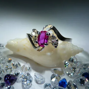 Prsten Sabrina - prsten s rubínem a čirými zirkony , Materiál: Růžové zlato, ryzost 585/1000