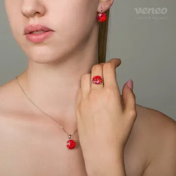 Souprava šperků Diana 14 - sada šperků s rudými opály, Materiál: Růžové zlato, ryzost 585/1000