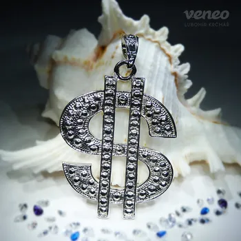 Přívěsek Přívěsek Dolar velký Z423, Materiál: Bílé zlato, ryzost 585/1000