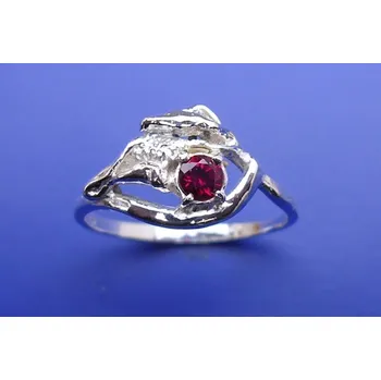 Prsten Prsten s rubínem a plastikou P109/1, Materiál: Růžové zlato, ryzost 585/1000