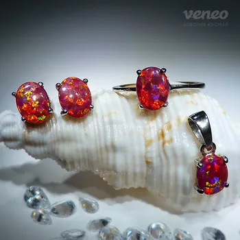 Souprava šperků Ariana 8 - souprava šperků s rudými opály, Materiál: Růžové zlato, ryzost 585/1000