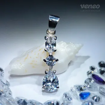 Přívěsek Anabela - přívěsek se zirkony , Materiál: Bílé zlato, ryzost 585/1000