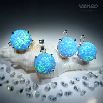 Souprava šperků Diana 14 – souprava šperků se světle modrými opály, Materiál: Růžové zlato, ryzost 585/1000