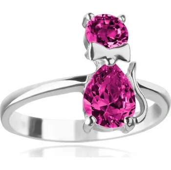 Prsten Kočka - prsten s rubíny, Materiál: Růžové zlato, ryzost 585/1000