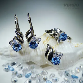 Souprava šperků Vega - sada šperků s topazy a čirými zirkony, Materiál: Růžové zlato, ryzost 585/1000