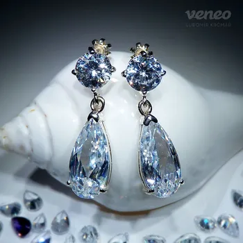 Náušnice Angelina - náušnice s čirými zirkony, Materiál: Bílé zlato, ryzost 585/1000