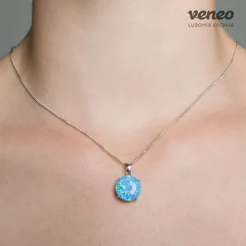 Přívěsek Diana 12 - přívěsek se světle modrým opálem, Materiál: Růžové zlato, ryzost 585/1000