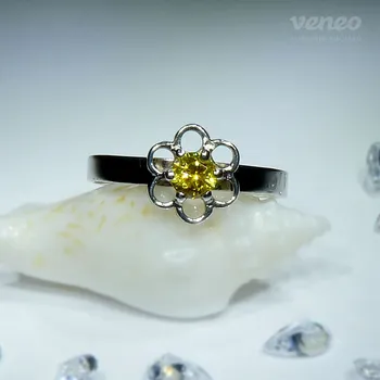 Prsten Sofie - prsten se žlutým zirkonem, Materiál: Růžové zlato, ryzost 585/1000