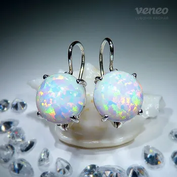 Náušnice Diana 10 – náušnice s australskými opály, Materiál: Bílé zlato, ryzost 585/1000