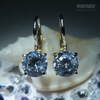 Náušnice Diana 6 – náušnice s čirými zirkony, Materiál: Bílé zlato, ryzost 585/1000