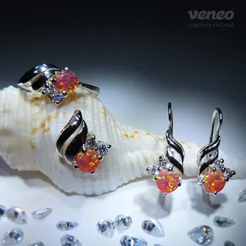 Souprava šperků Vega - sada šperků s brazilskými opály a čirými zirkony, Materiál: Růžové zlato, ryzost 585/1000