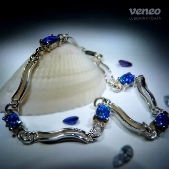 Náramek Ester - náramek s tmavě modrými opály, Materiál: Bílé zlato, ryzost 585/1000