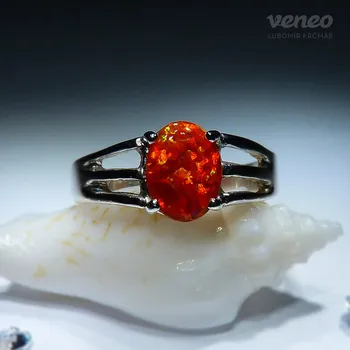 Prsten Danaé - prsten s ohnivým opálem, Materiál: Růžové zlato, ryzost 585/1000