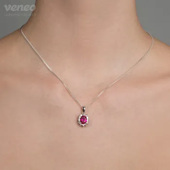 Přívěsek Scarlett - přívěsek s rubínem a čirými zirkony, Materiál: Bílé zlato, ryzost 585/1000