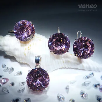 Souprava šperků Diana 14 – sada šperků s růžovými zirkony, Materiál: Bílé zlato, ryzost 585/1000