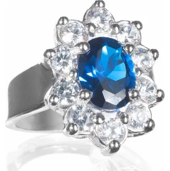 Prsten Isabela 10 - prsten se safírem a čirými zirkony, Materiál: Stříbro, ryzost 925/1000