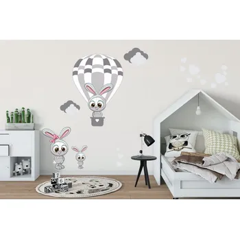 Samolepící dekorace Králíček v balonu-M