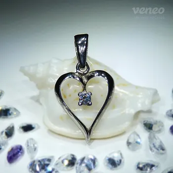 Přívěsek Srdíčko 5034 - přívěsek s čirým zirkonem, Materiál: Stříbro, ryzost 925/1000