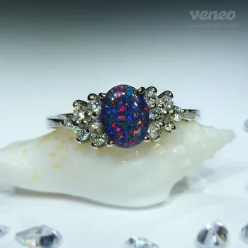 Prsten Princezna - prsten s arabským opálem a čirými zirkony, Materiál: Růžové zlato, ryzost 585/1000