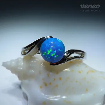 Prsten Persefona - prsten se světle modrým opálem , Materiál: Růžové zlato, ryzost 585/1000