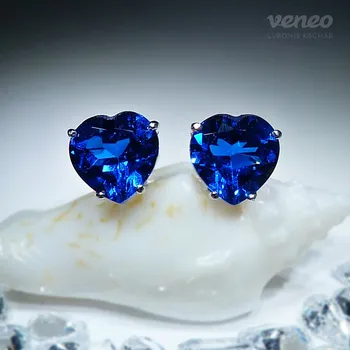 Náušnice Odeta - náušnice se safíry, Materiál: Bílé zlato, ryzost 585/1000