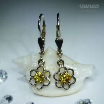 Náušnice Sofie - náušnice se žlutými zirkony, Materiál: Bílé zlato, ryzost 585/1000