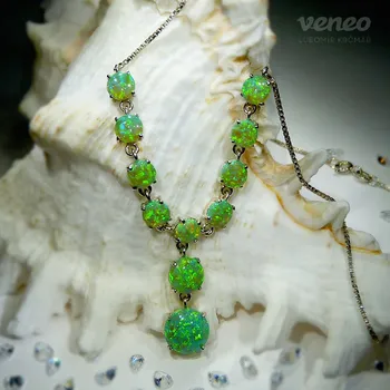 Náhrdelník Vivien - náhrdelník se zelenými opály, Materiál: Stříbro, ryzost 925/1000