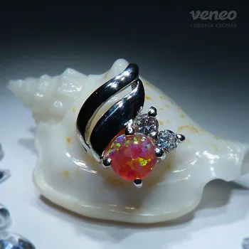 Přívěsek Vega - přívěsek s brazilským opálem a čirými zirkony, Materiál: Bílé zlato, ryzost 585/1000