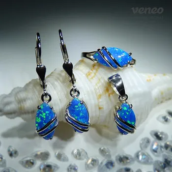 Souprava šperků Marabelle - sada šperků s thajskými opály a plastikou, Materiál: Bílé zlato, ryzost 585/1000