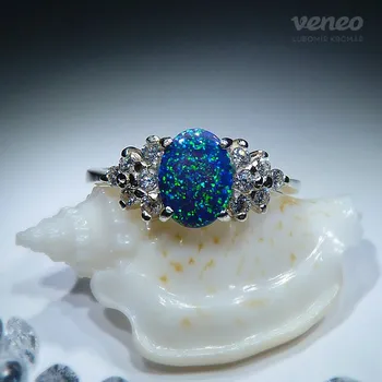 Prsten Princezna - prsten s amazonským opálem a čirými zirkony, Materiál: Stříbro, ryzost 925/1000