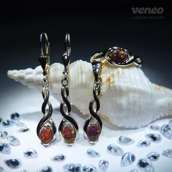 Souprava šperků Heméra - sada šperků s mexickými opály, Materiál: Růžové zlato, ryzost 585/1000