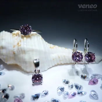 Souprava šperků Diana 6 – sada šperků s růžovými zirkony, Materiál: Bílé zlato, ryzost 585/1000