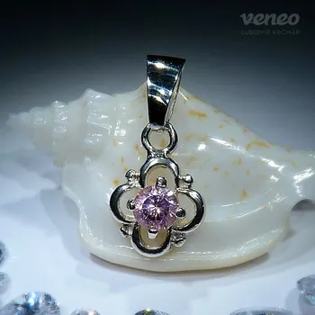 Přívěsek Anastázie - přívěsek s růžovým zirkonem, Materiál: Bílé zlato, ryzost 585/1000