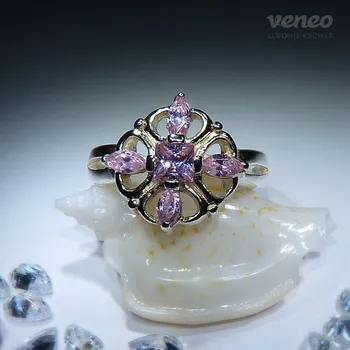 Prsten Angelika - prsten s růžovými zirkony, Materiál: Růžové zlato, ryzost 585/1000