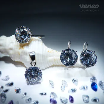 Souprava šperků Diana 12 – sada šperků s čirými zirkony, Materiál: Růžové zlato, ryzost 585/1000