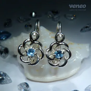 Náušnice Náušnice s akvamaríny a plastikou ND028/4, Materiál: Bílé zlato, ryzost 585/1000