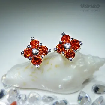 Náušnice Viola - náušnice s padparači , Materiál: Bílé zlato, ryzost 585/1000