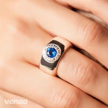 Prsten Koloseum - prsten se safírem a zirkony , Materiál: Růžové zlato, ryzost 585/1000