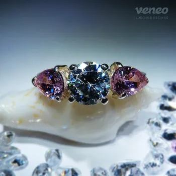 Prsten Audrey – prsten s čirým zirkonem a růžovými zirkony, Materiál: Růžové zlato, ryzost 585/1000