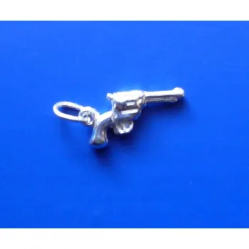 Přívěsek Přívěsek revolver malý plastický Z027, Materiál: Bílé zlato, ryzost 585/1000