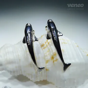 Náušnice Náušnice delfín N049-b, Materiál: Bílé zlato, ryzost 585/1000