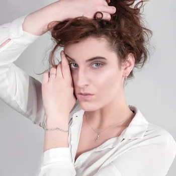 Souprava šperků Lauren - sada šperků s přírodním motivem a čirými zirkony, Materiál: Bílé zlato, ryzost 585/1000