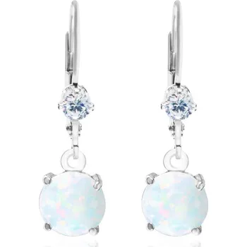 Náušnice Artemis 8 - náušnice s australskými opály a čirými zirkony, Materiál: Bílé zlato, ryzost 585/1000