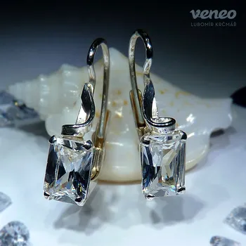 Náušnice Hellé - náušnice s čirými zirkony, Materiál: Bílé zlato, ryzost 585/1000