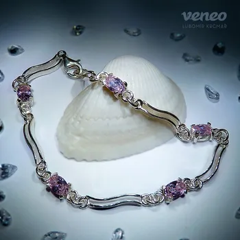 Náramek Ester - náramek s růžovými zirkony , Materiál: Bílé zlato, ryzost 585/1000