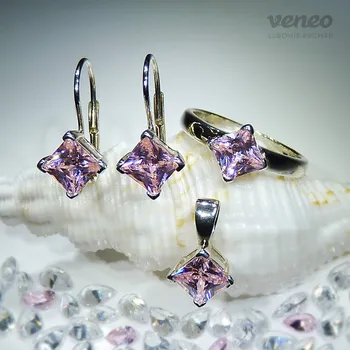 Souprava šperků Klaudie - sada šperků s růžovými zirkony, Materiál: Růžové zlato, ryzost 585/1000