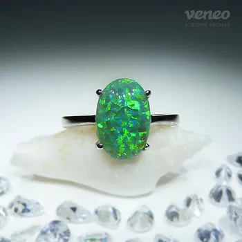 Prsten Ariana 12 - prsten se zeleným opálem, Materiál: Růžové zlato, ryzost 585/1000