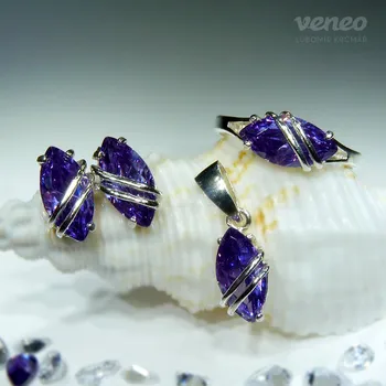 Souprava šperků Marabelle - souprava šperků s ametysty a plastikou, Materiál: Růžové zlato, ryzost 585/1000