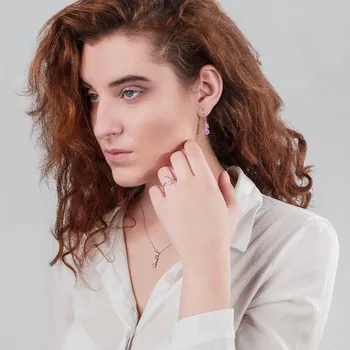 Souprava šperků Kočka - sada šperků s růžovými zirkony, Materiál: Růžové zlato, ryzost 585/1000