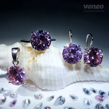 Souprava šperků Diana 10 – sada šperků s růžovými zirkony, Materiál: Růžové zlato, ryzost 585/1000